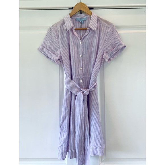 Hill House Laura Dress Lilac Stripe Linen Button Shirt Dress Sundress Size XS - Picture 2 of 8